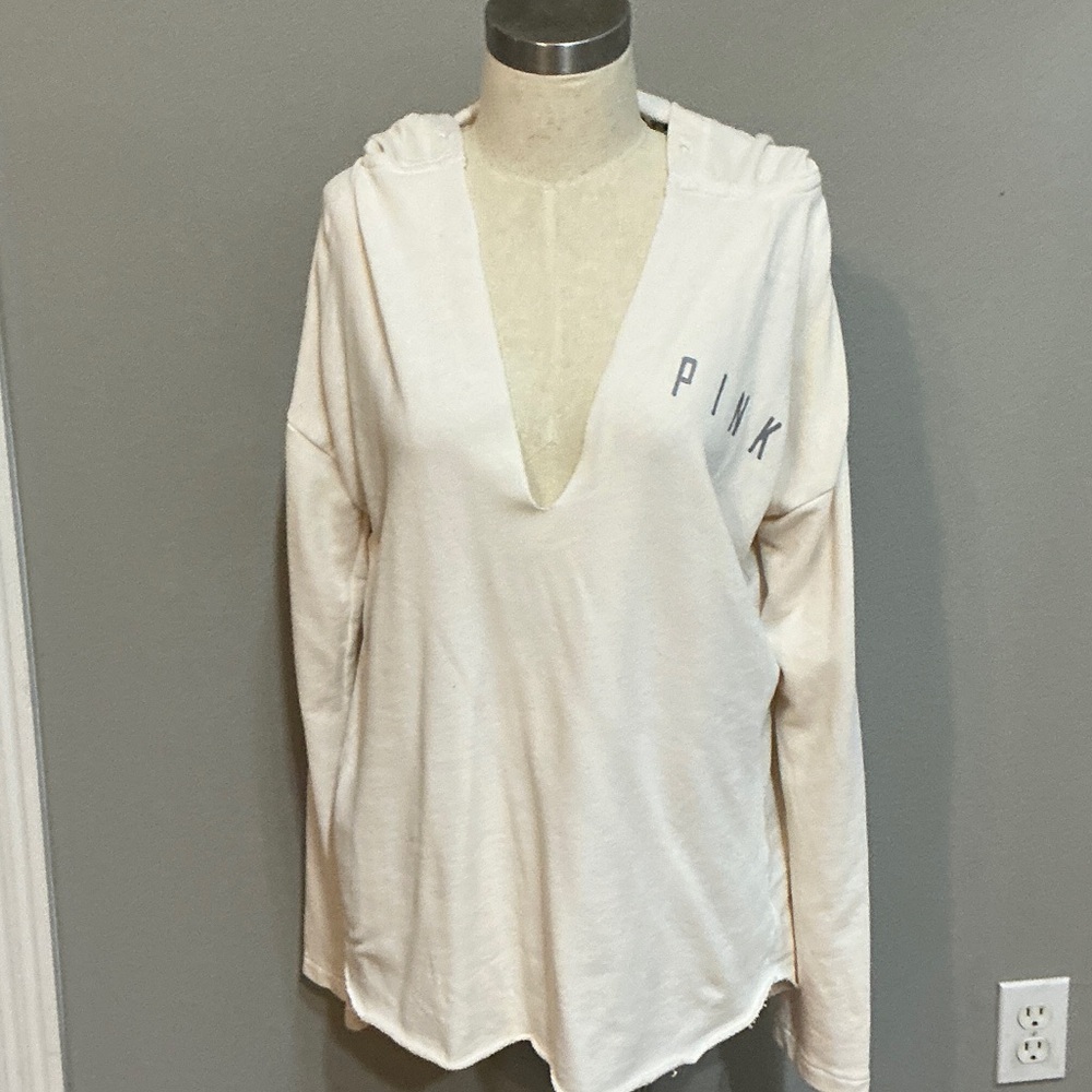 PINK Victoria's Secret Women's Off-White Hoodie